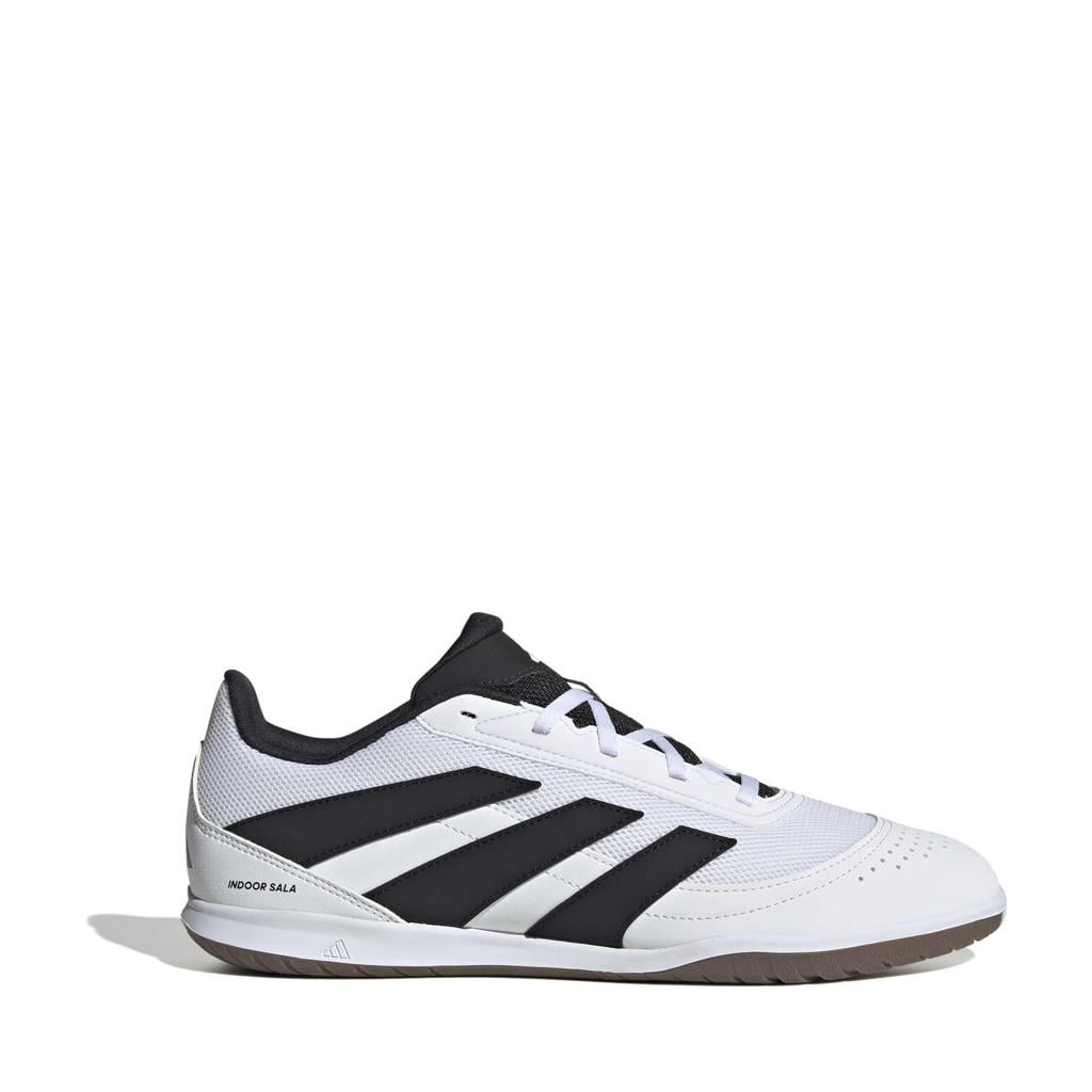 Wit, zwart en gele heren adidas Performance Predator Club senior zaalvoetbalschoenen van imitatieleer/voering: mesh/voetbed: eva met veters