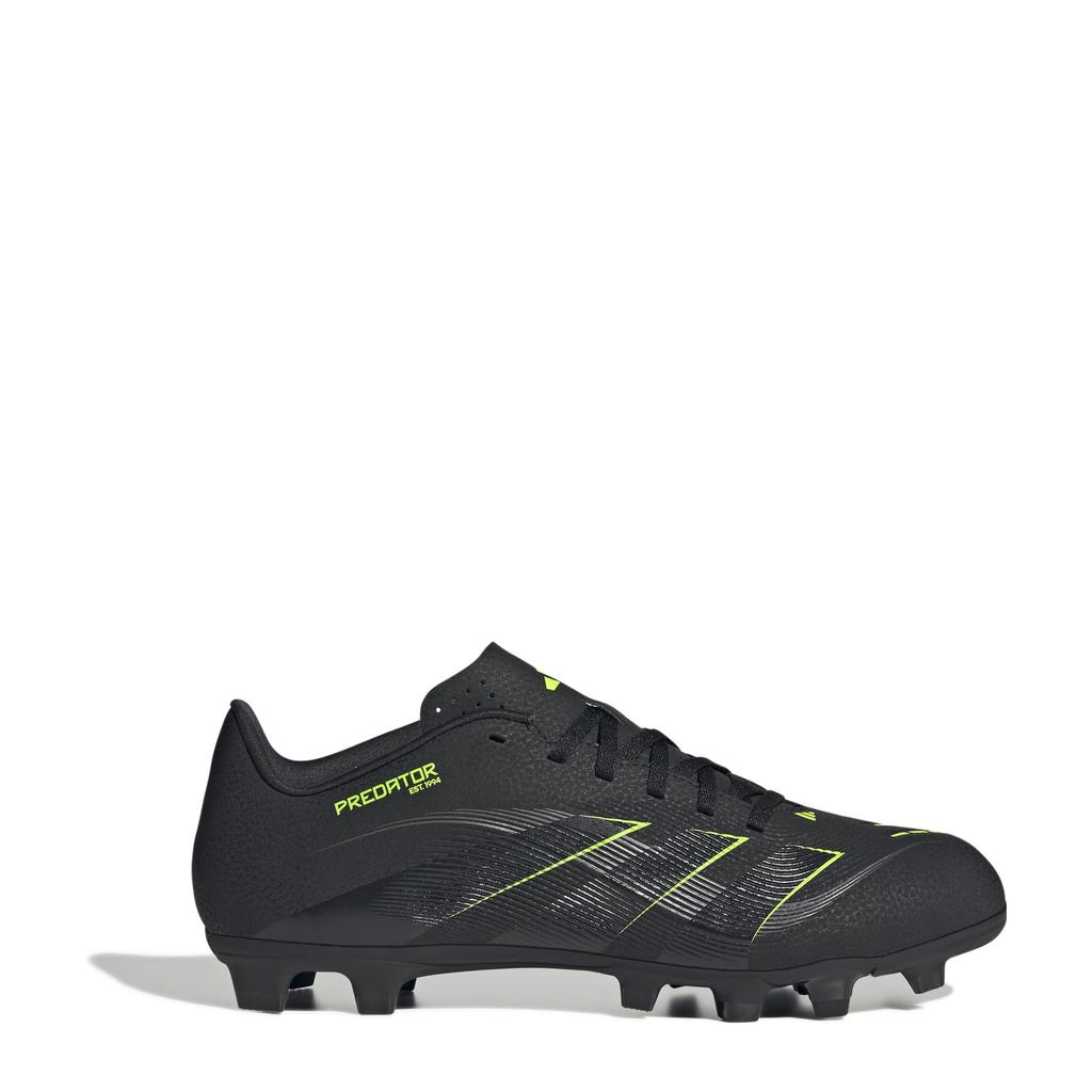 Zwart en antraciete unisex adidas Performance Predator Club FG MG senier voetbalschoenen van imitatieleer/voering: mesh/voetbed: eva