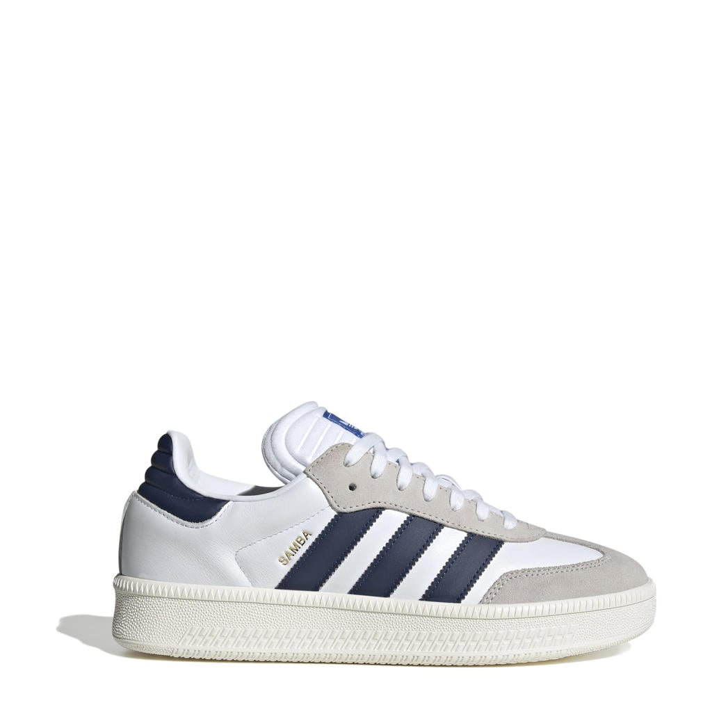 Wit en donkerblauwe unisex adidas Originals Samba XLG sneakers van leer-suède/voering: mesh/voetbed: eva met veters