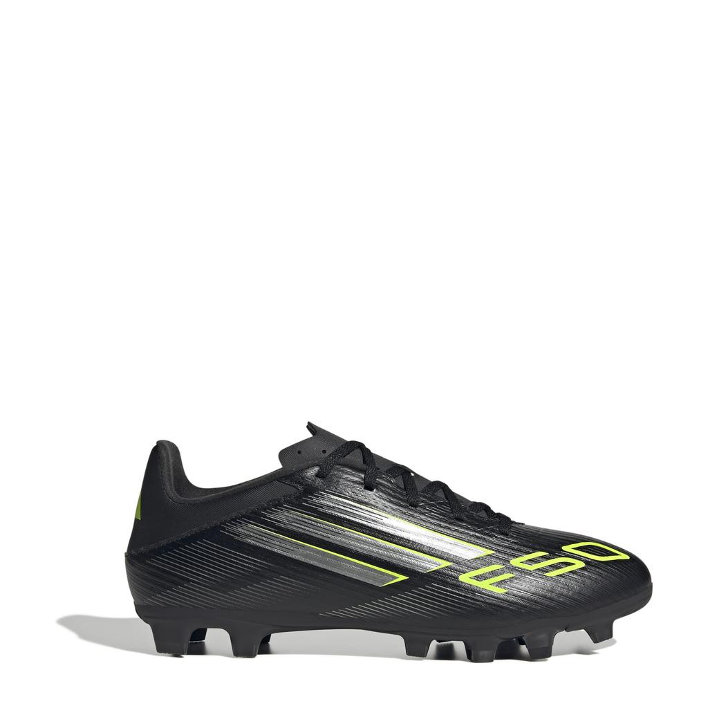 Zwart, zilver en gele unisex adidas Performance F50 Club FM MG senior voetbalschoenen grijs van imitatieleer/voering: mesh/voetbed: eva