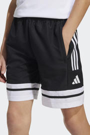 thumbnail: Zwart en witte jongens en meisjes adidas Performance junior voetbalshort van polyester met ritssluiting