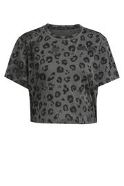 thumbnail: Grijs en zwarte dames adidas Performance sportshirt van polyester met dierenprint, korte mouwen en ronde hals