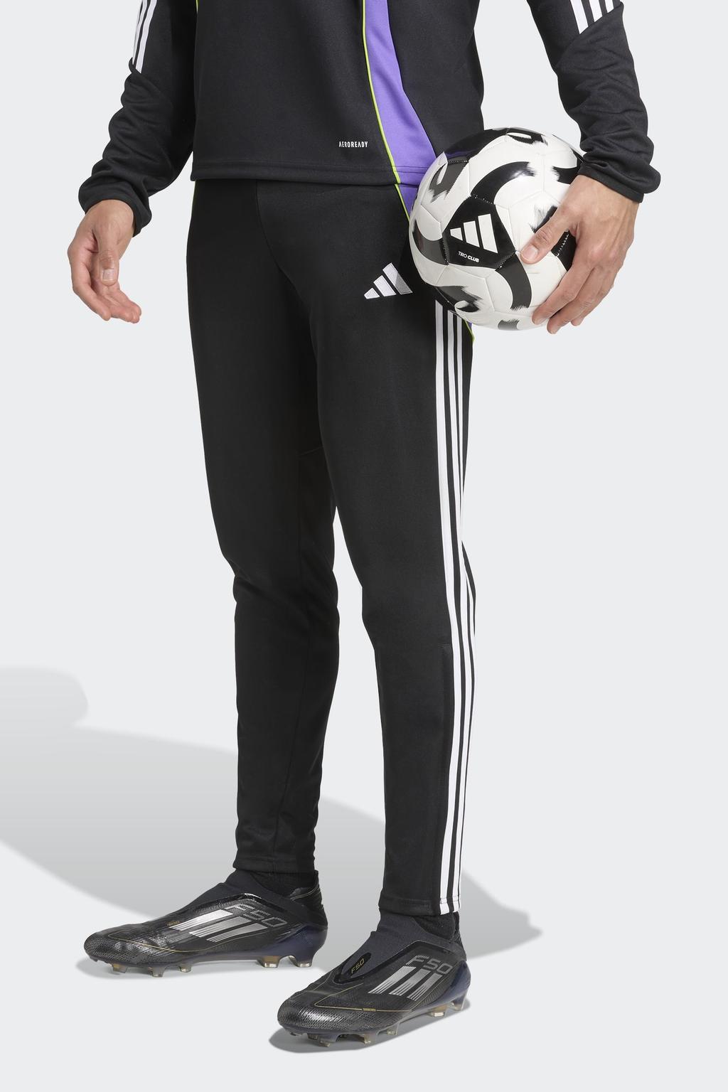 Zwart en paarse heren adidas Performance Senior trainingsbroek Tiro 24 van polyester