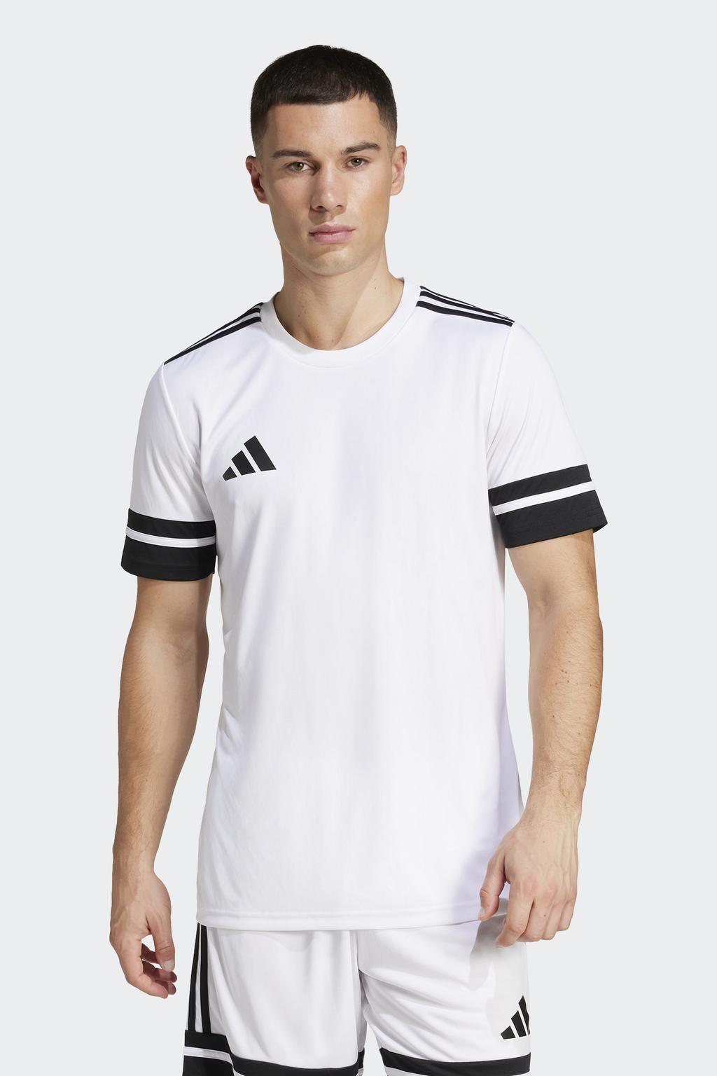 Wit en zwarte heren adidas Performance Senior voetbalshirt Squadra 25 van polyester met korte mouwen en ronde hals