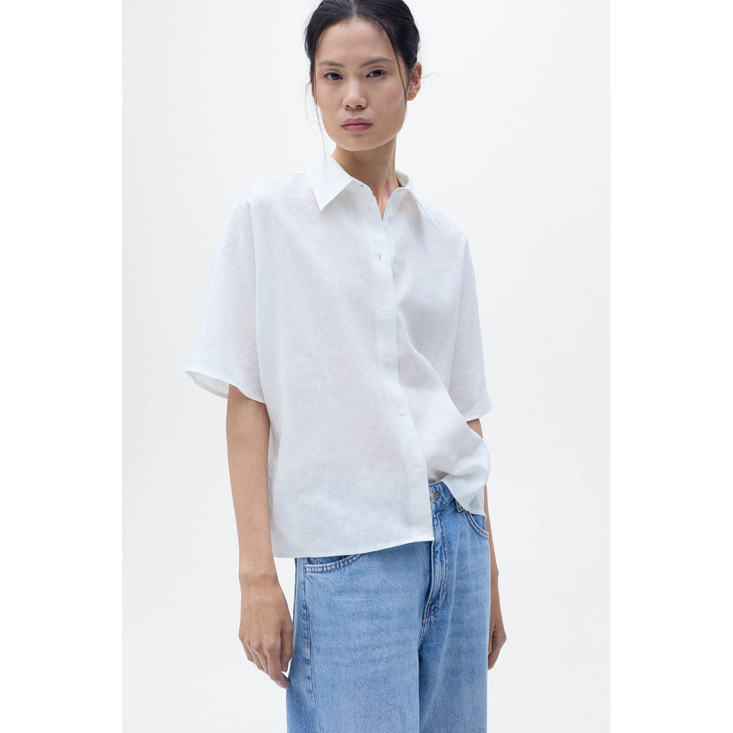 Mango linnen blouse wit