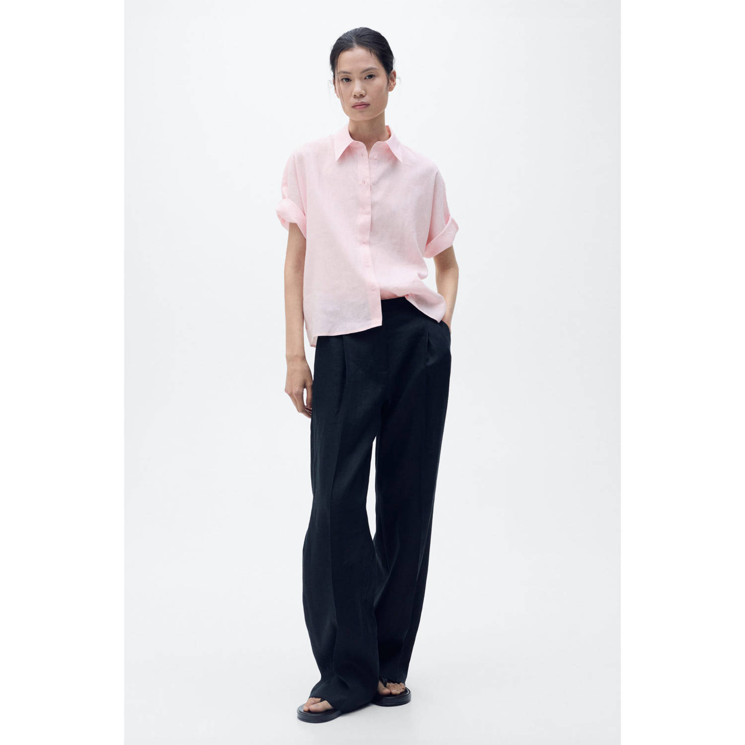 Mango linnen blouse roze