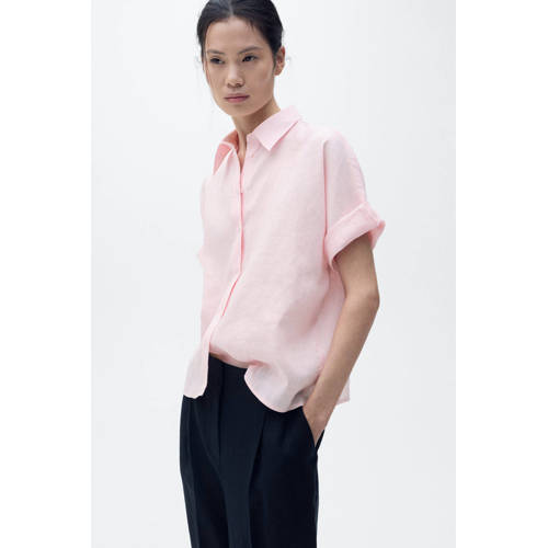 Mango linnen blouse roze afbeelding