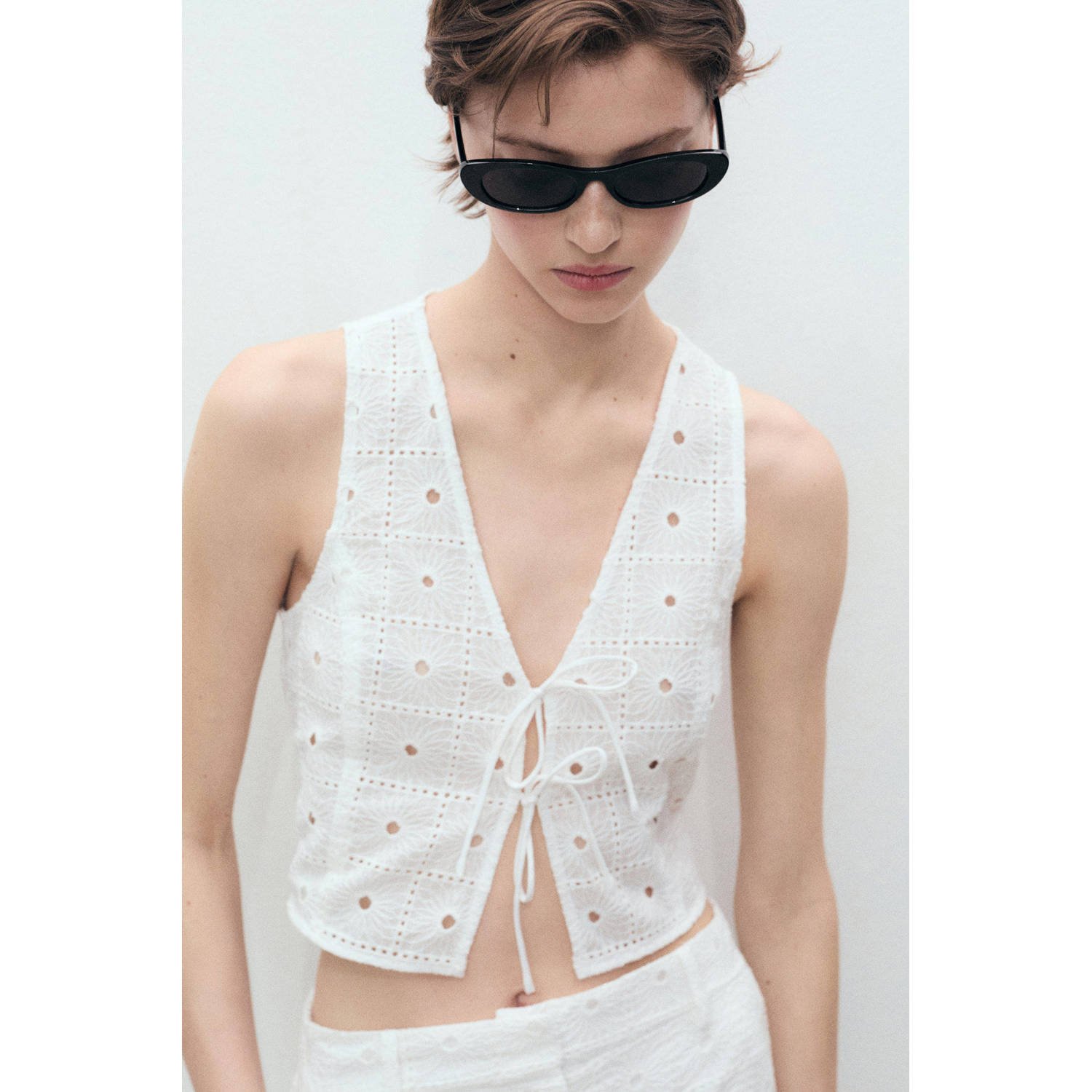 Mango gilet wit crochet