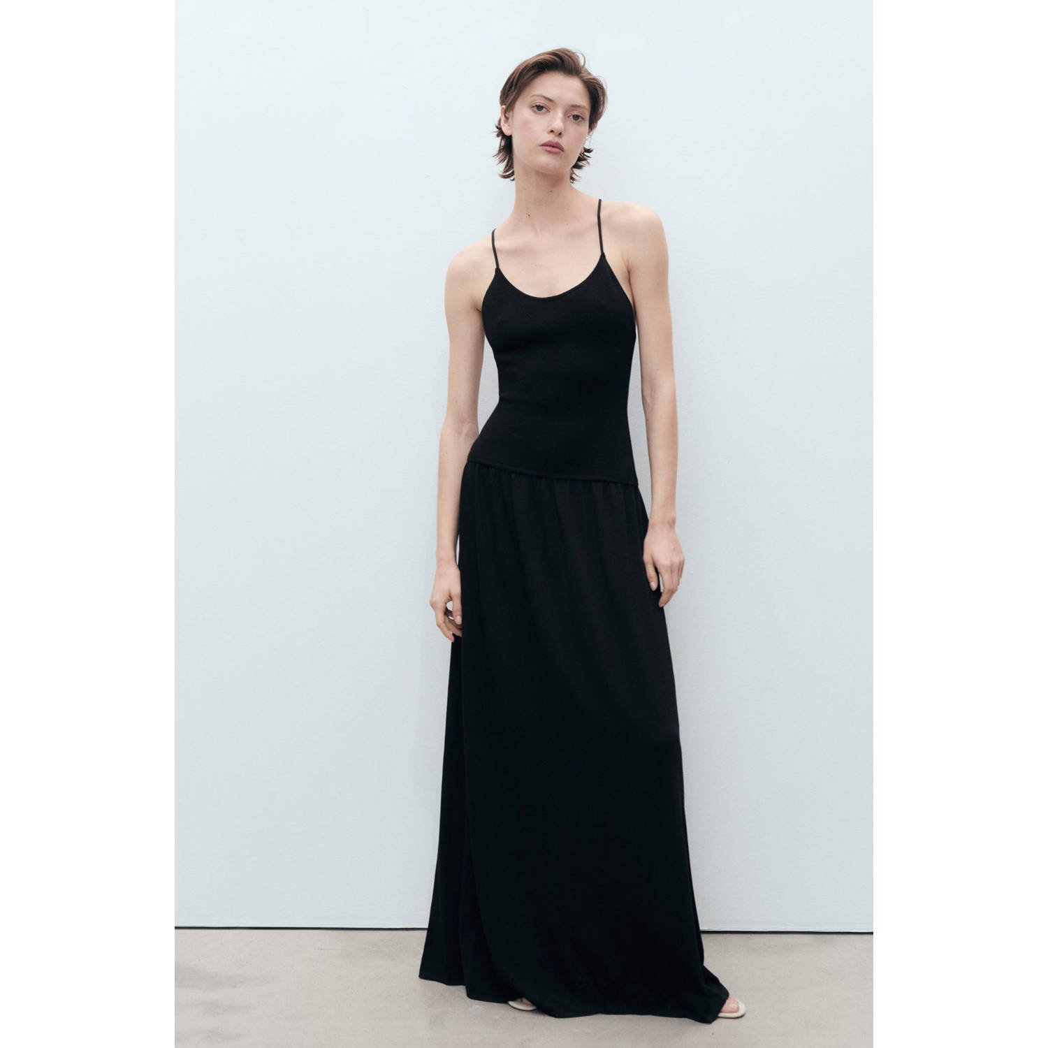 Mango maxi jurk fijn gebreid zwart