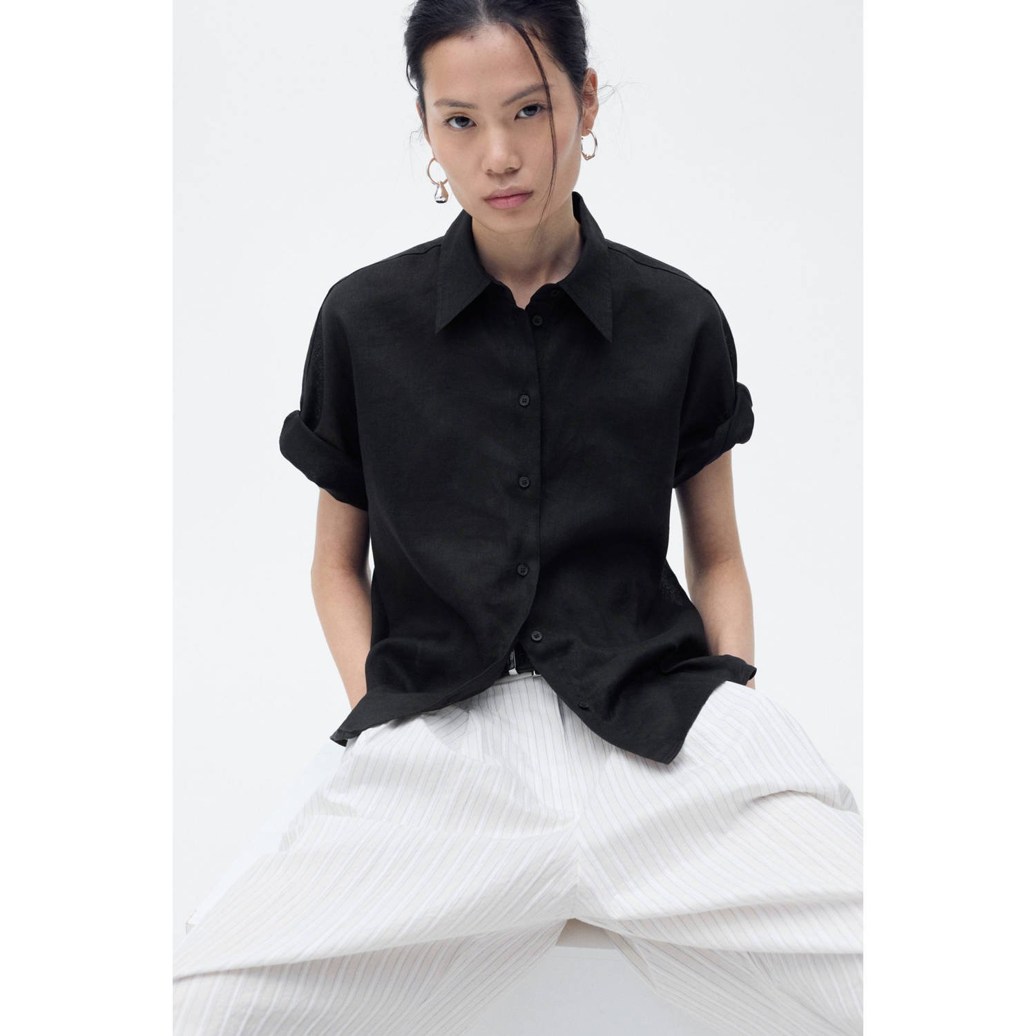Mango linnen blouse zwart