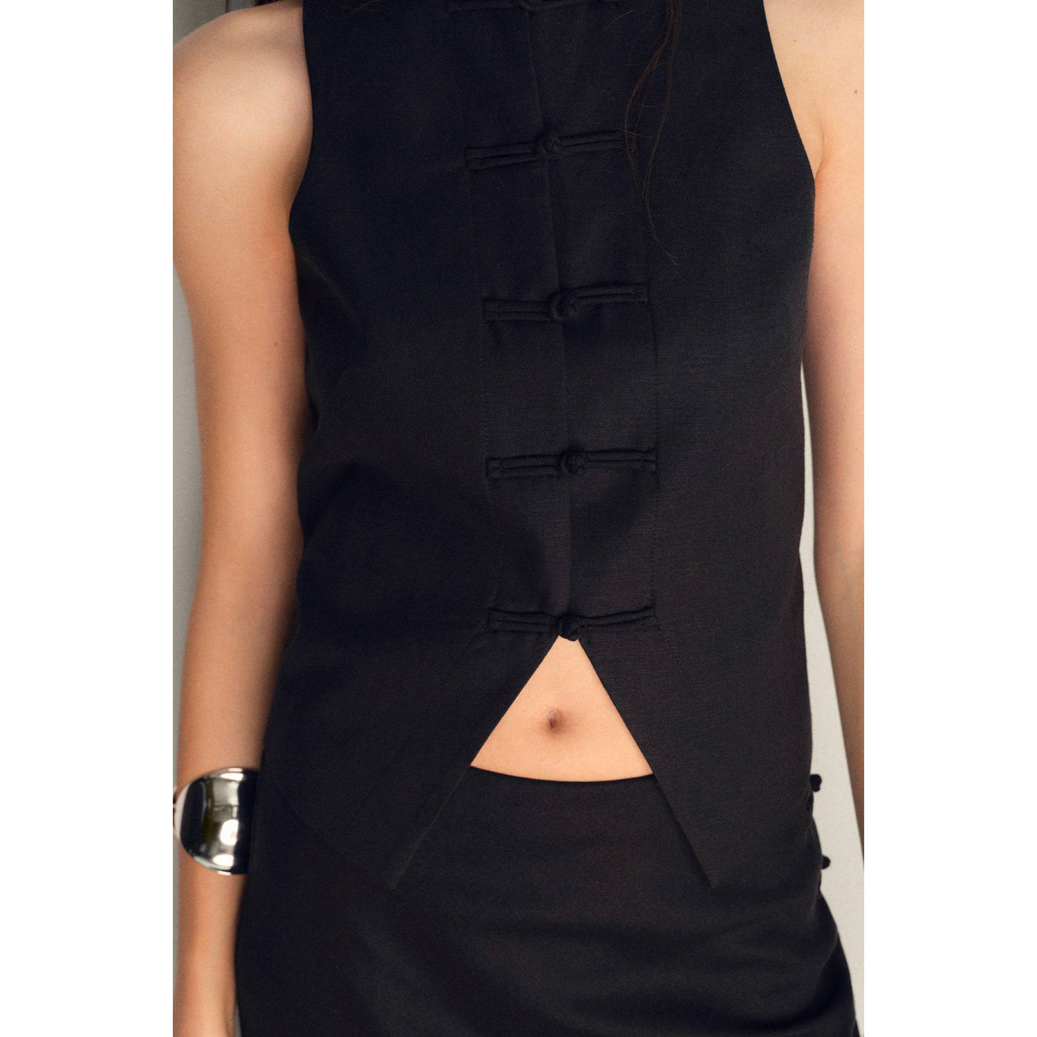 Mango linnen gilet zwart