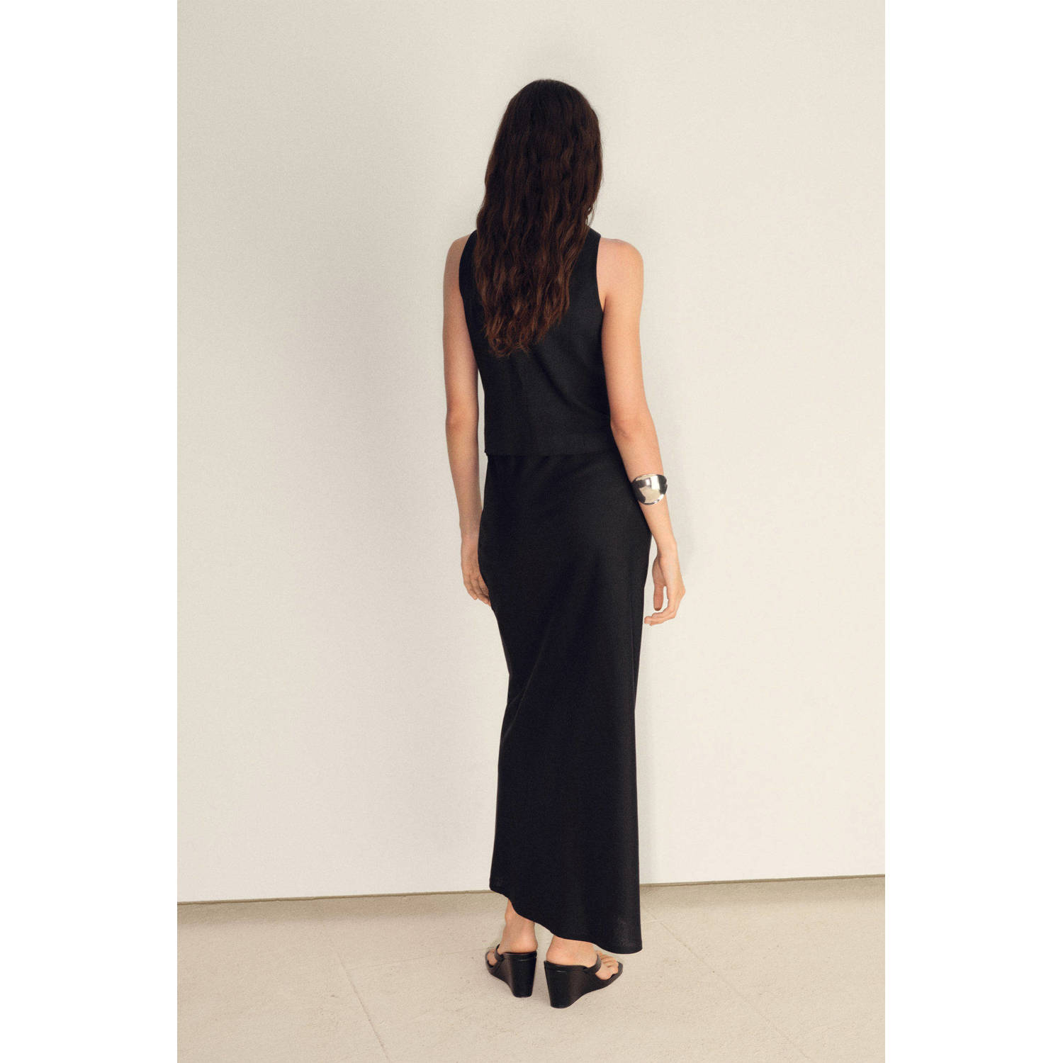 Mango linnen gilet zwart