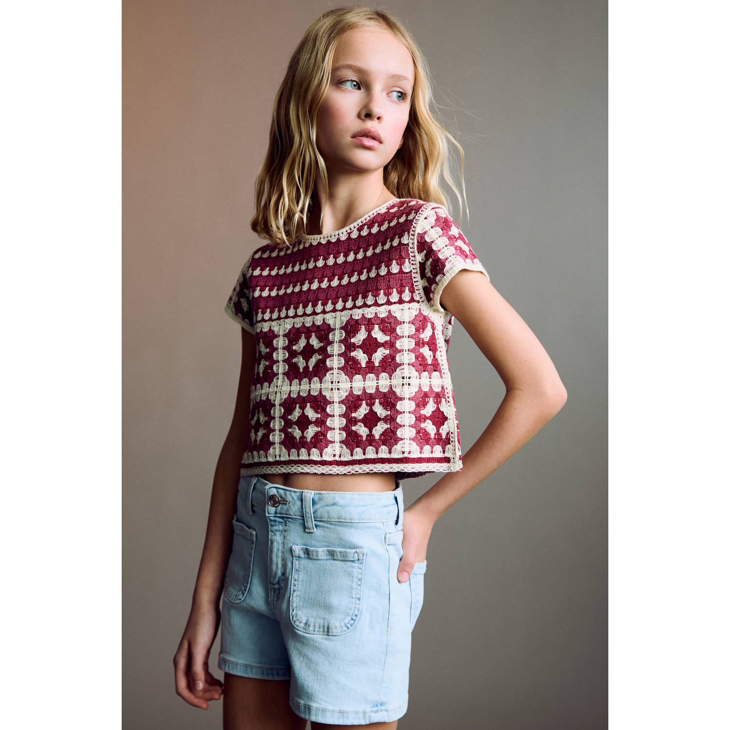 Mango Kids denim short light blue denim