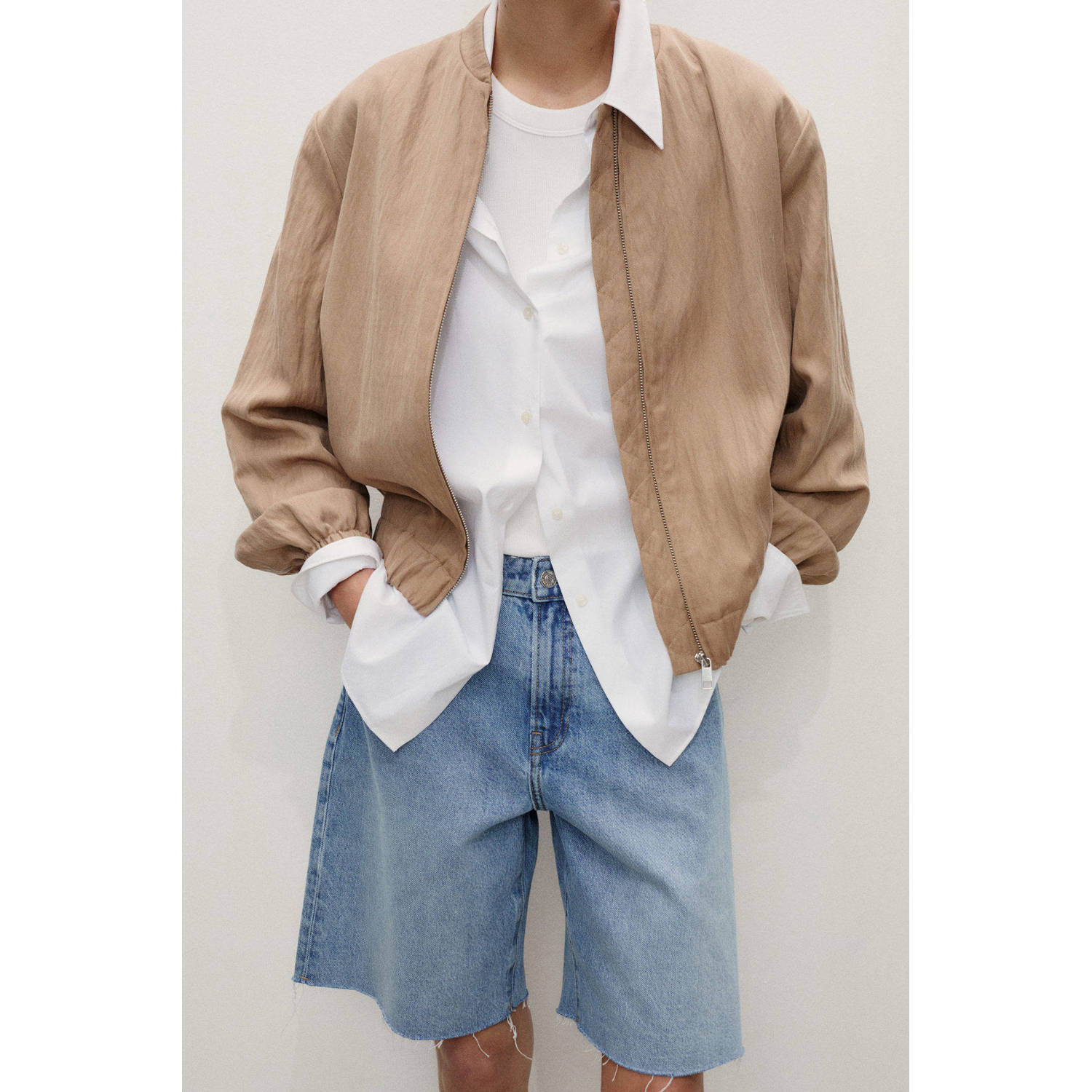 Mango denim wide leg high waist short light blue denim