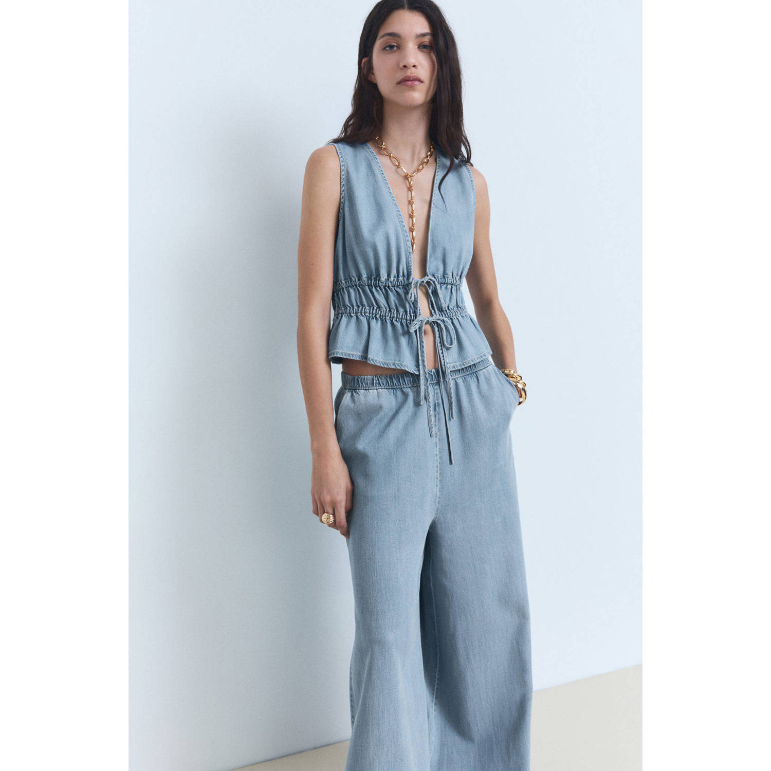 Mango denim gilet medium blue denim