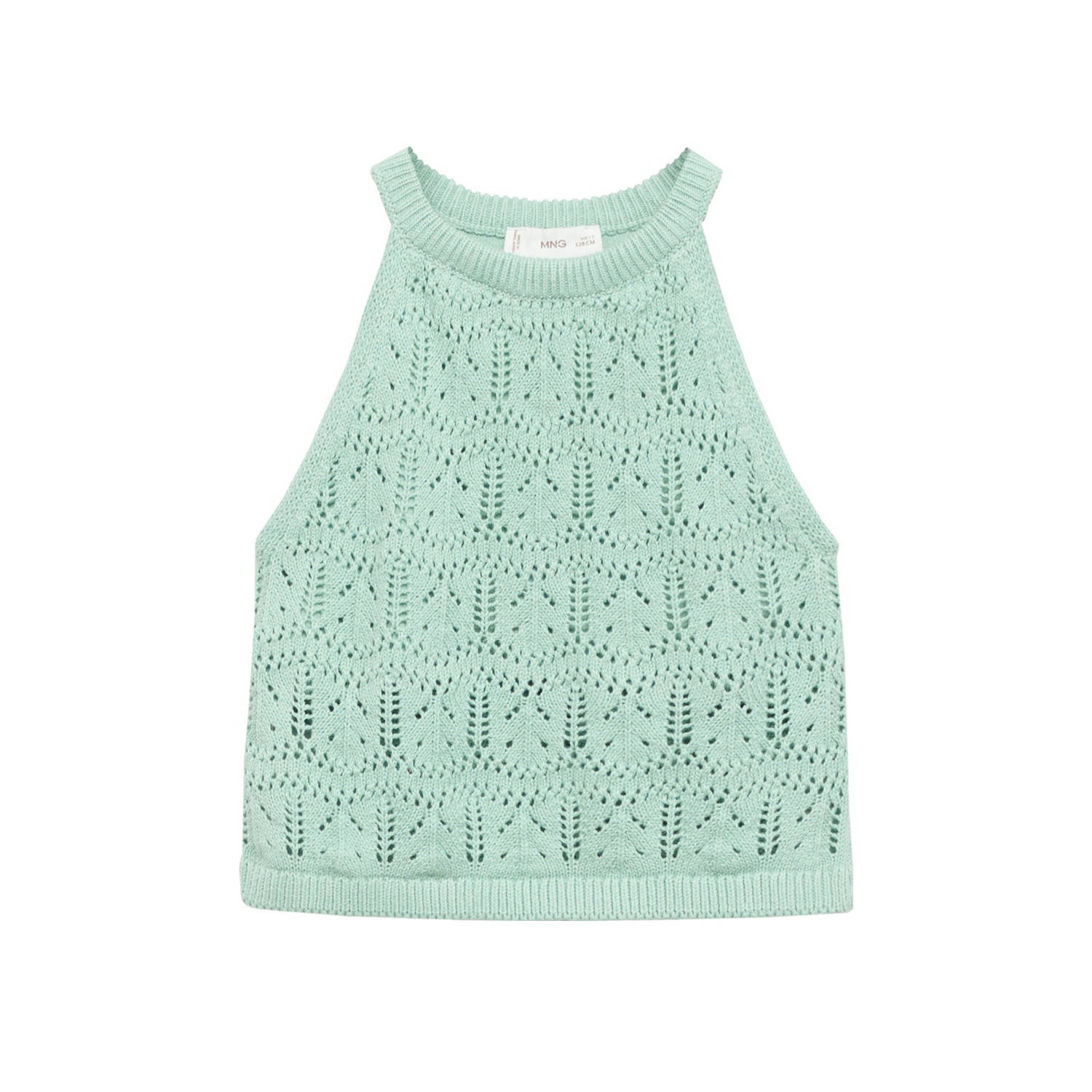 Mango Kids mouwloze top mintgroen ajour