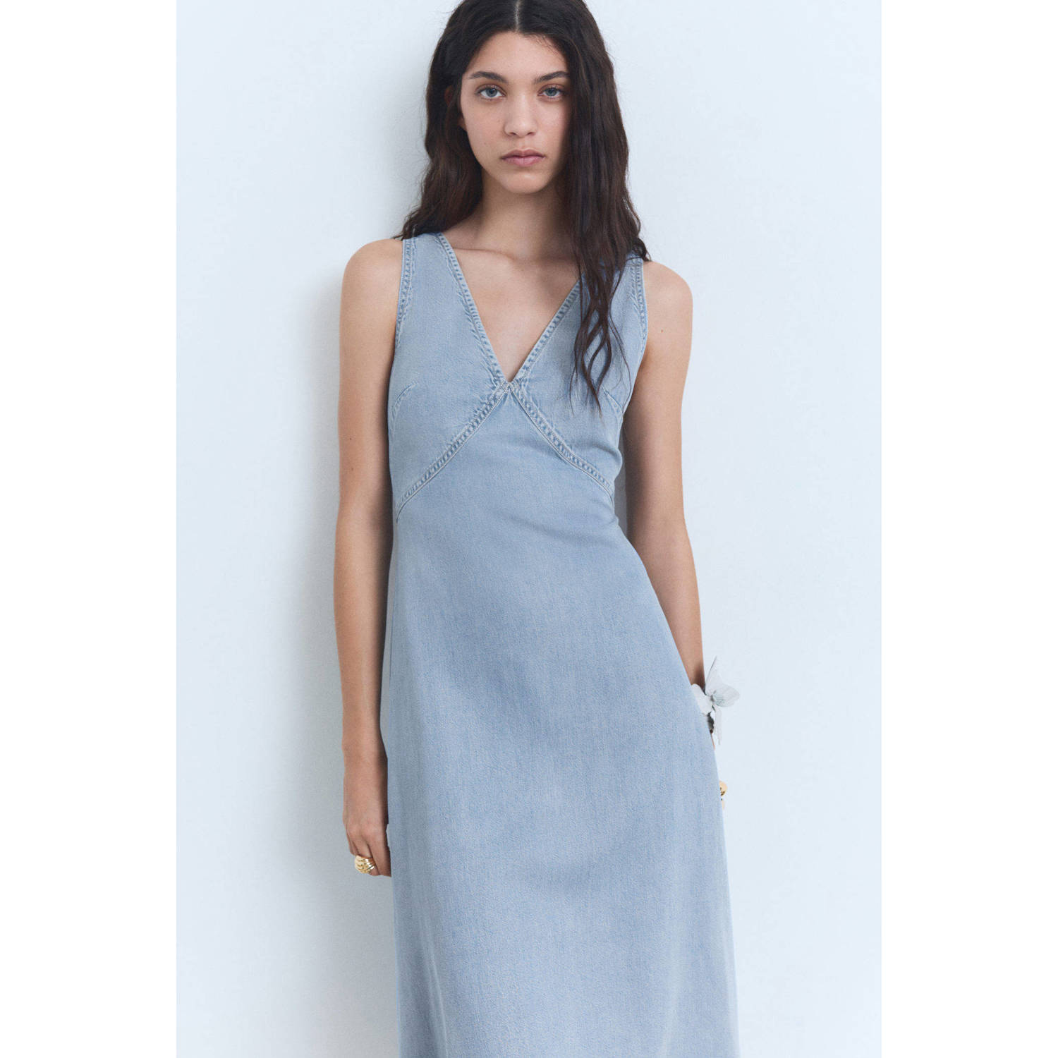 Mango denim spijkerjurk light blue denim