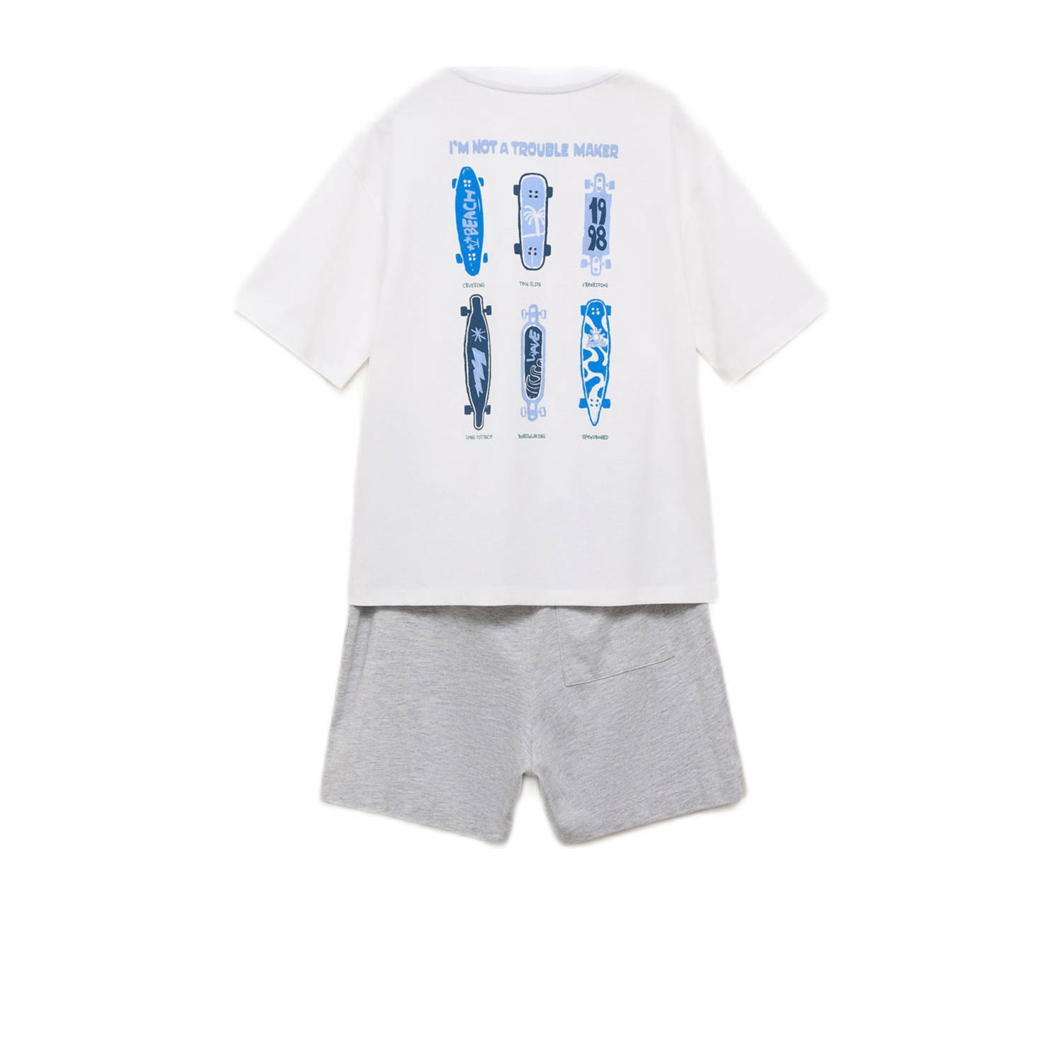 Mango Kids shortama lichtgrijs wit blauw