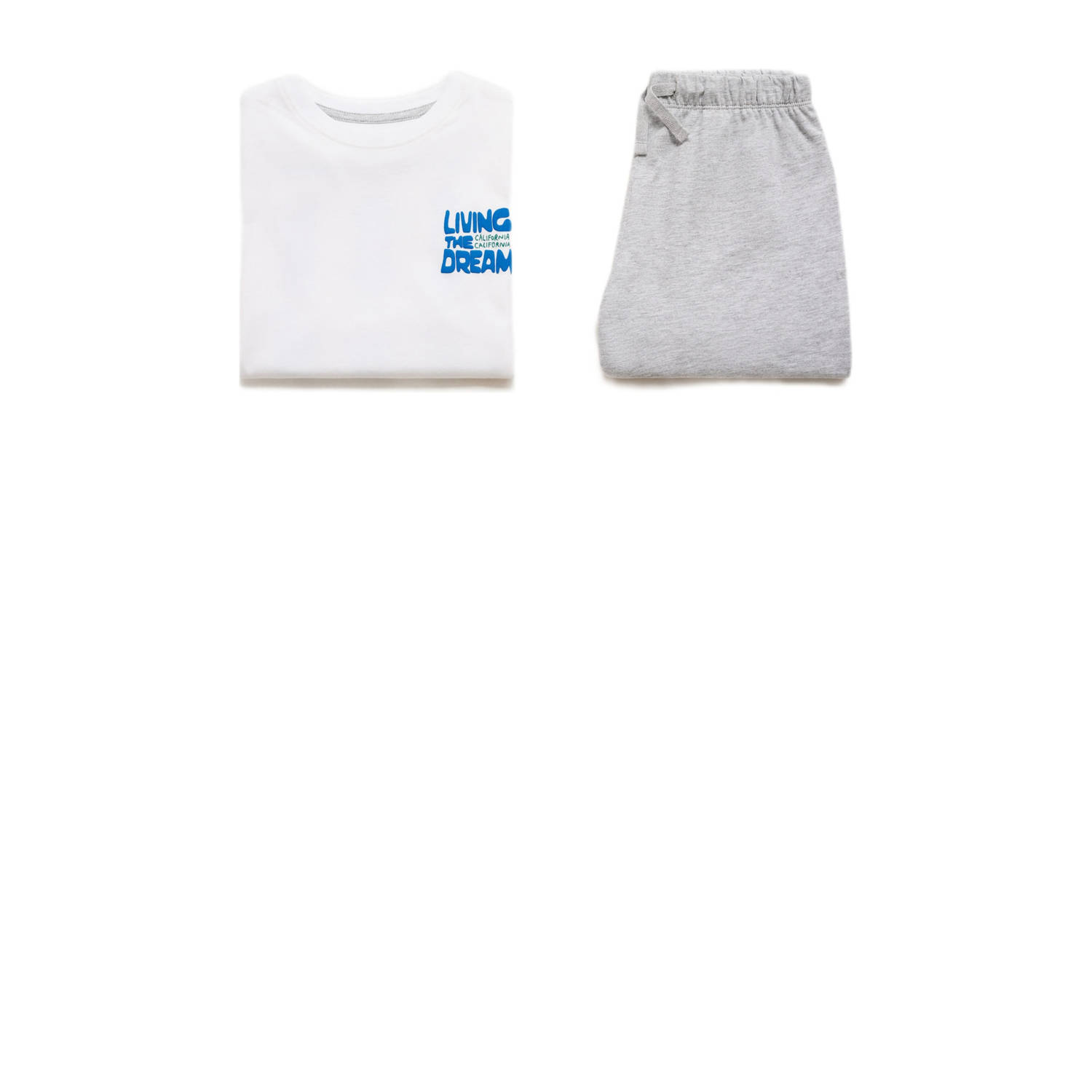 Mango Kids shortama lichtgrijs wit blauw