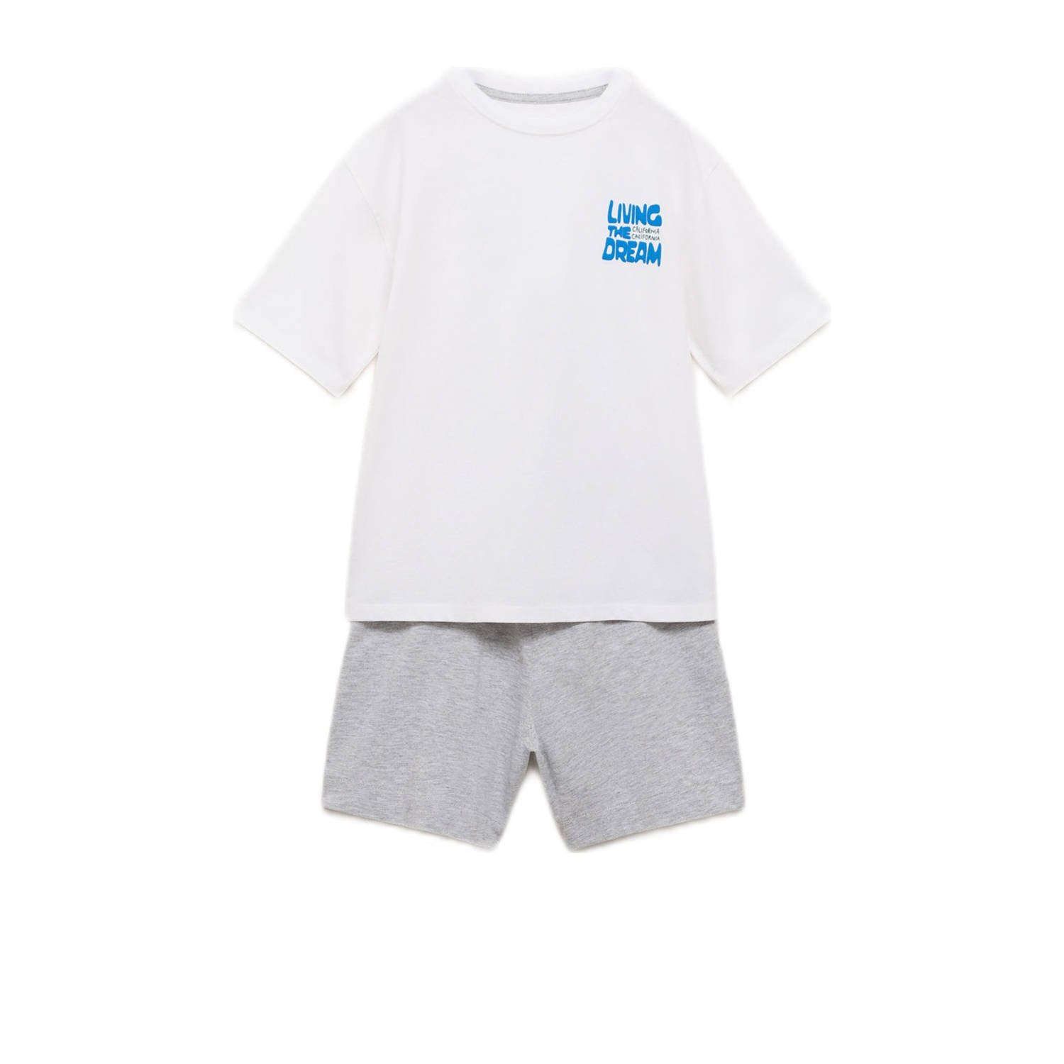 Mango Kids shortama lichtgrijs wit blauw