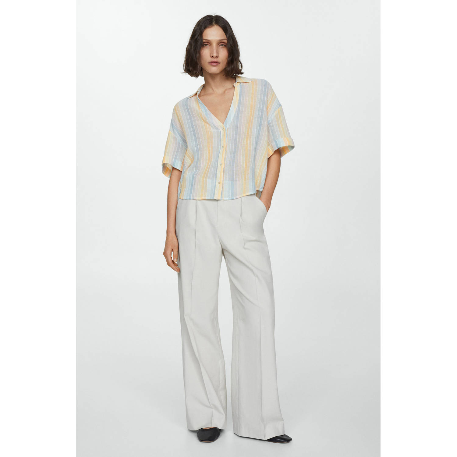 Mango blouse lichtgeel