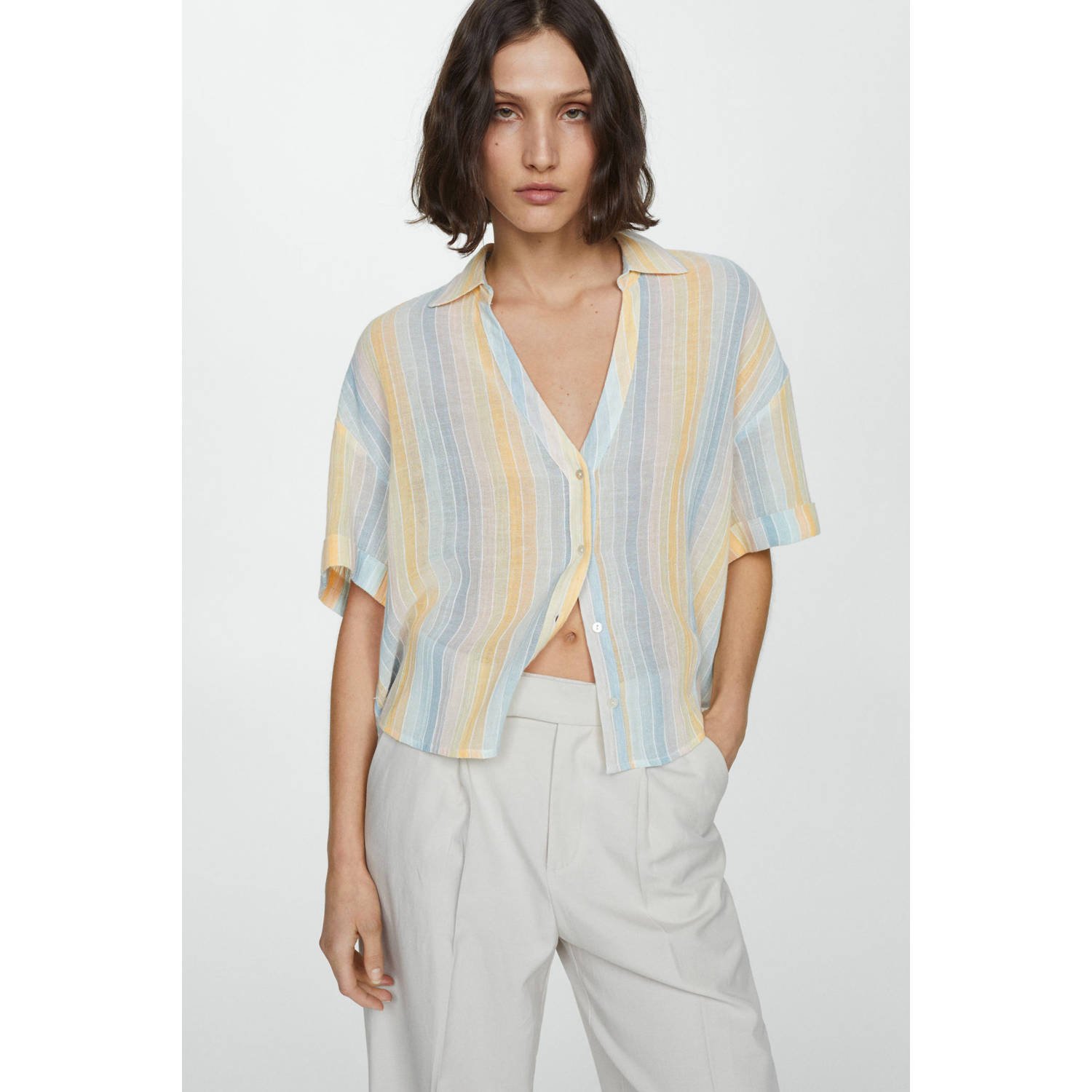 Mango blouse lichtgeel