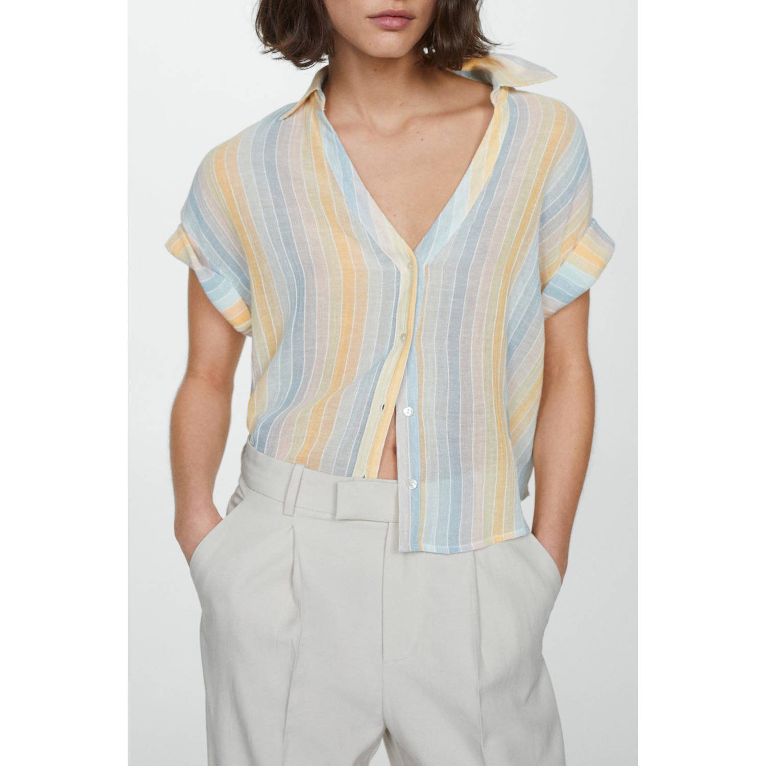 Mango blouse lichtgeel