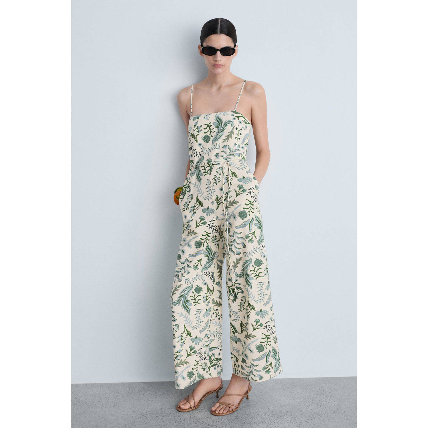 Mango linnen wide leg jumpsuit ecru