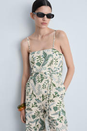 thumbnail: Mango linnen wide leg jumpsuit ecru