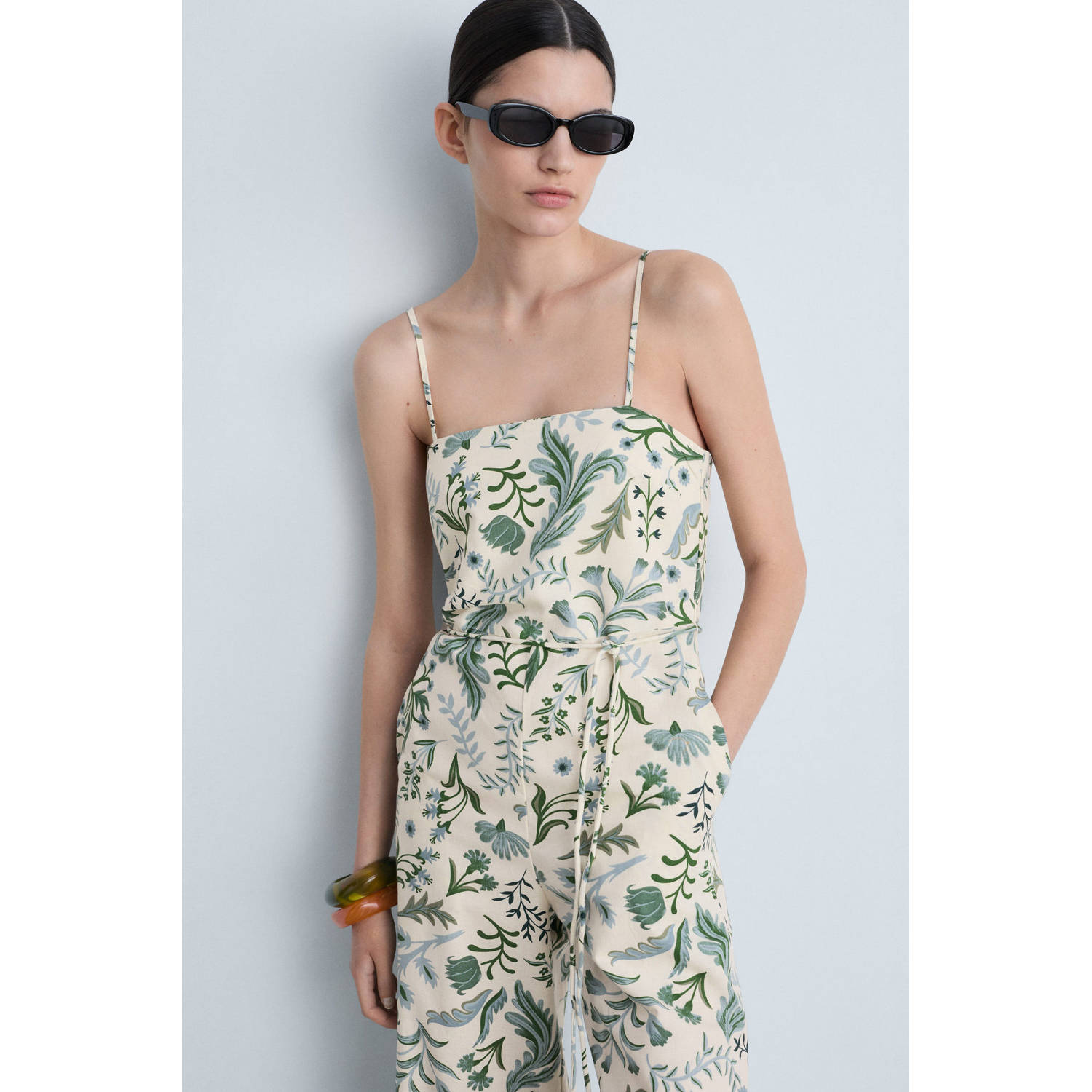 Mango linnen wide leg jumpsuit ecru