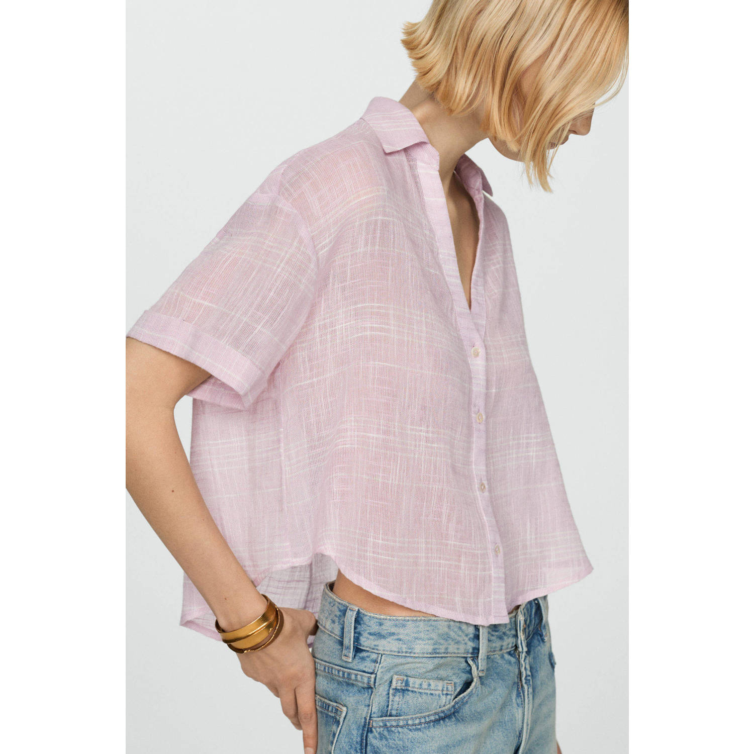 Mango blouse lichtroze