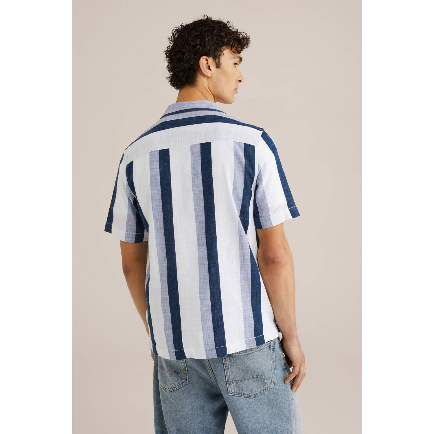 WE Fashion casual overhemd met textuur blauw