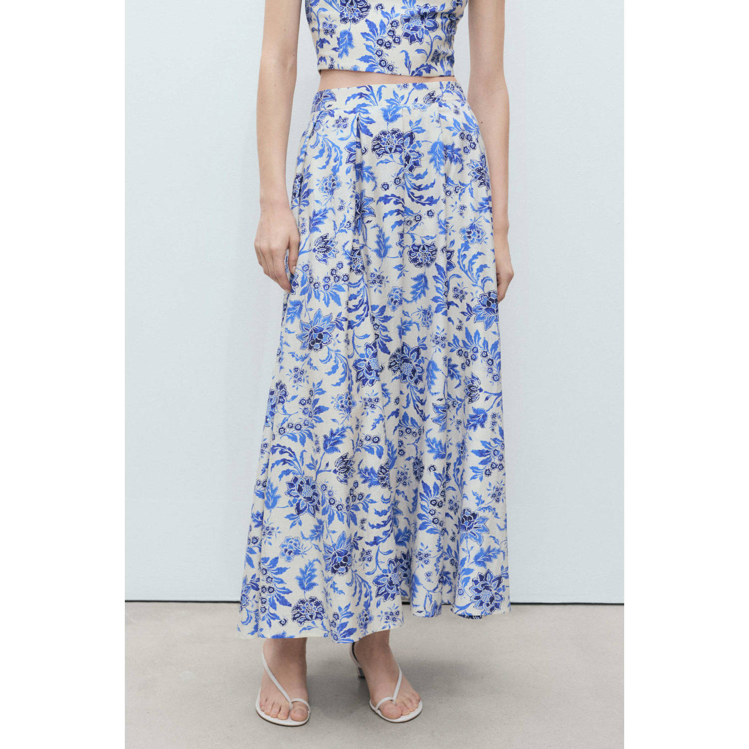 Mango midi rok ecru