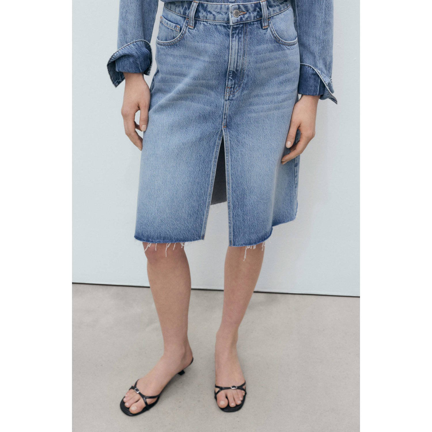 Mango denim spijkerrok medium blue denim