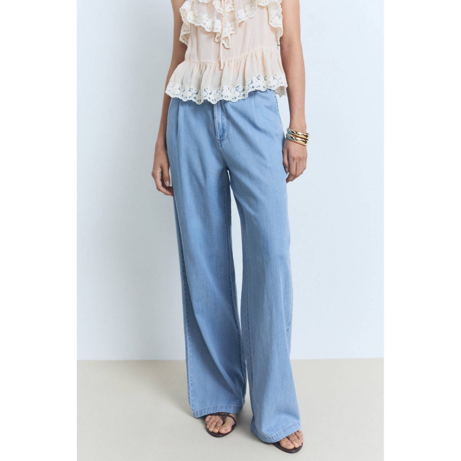 Mango wide leg jeans medium blue denim