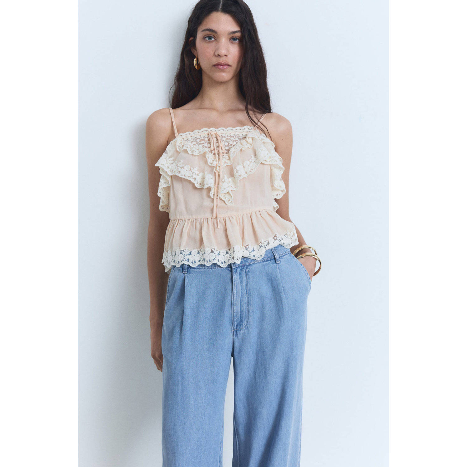 Mango wide leg jeans medium blue denim