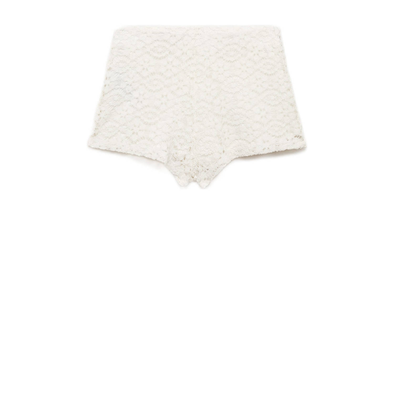 Mango slim regular waist casual short ecru crochet