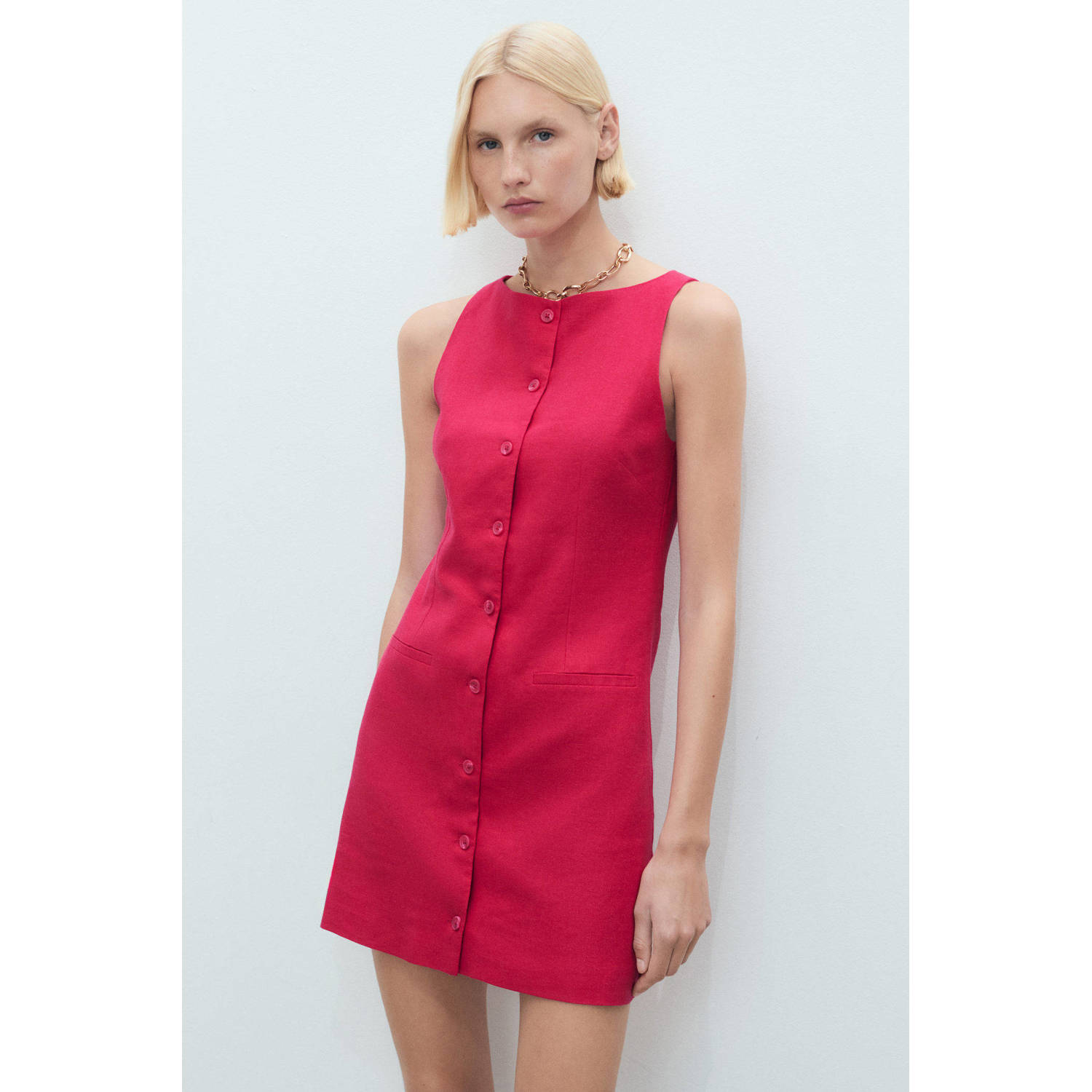 Mango linnen mini jurk rood