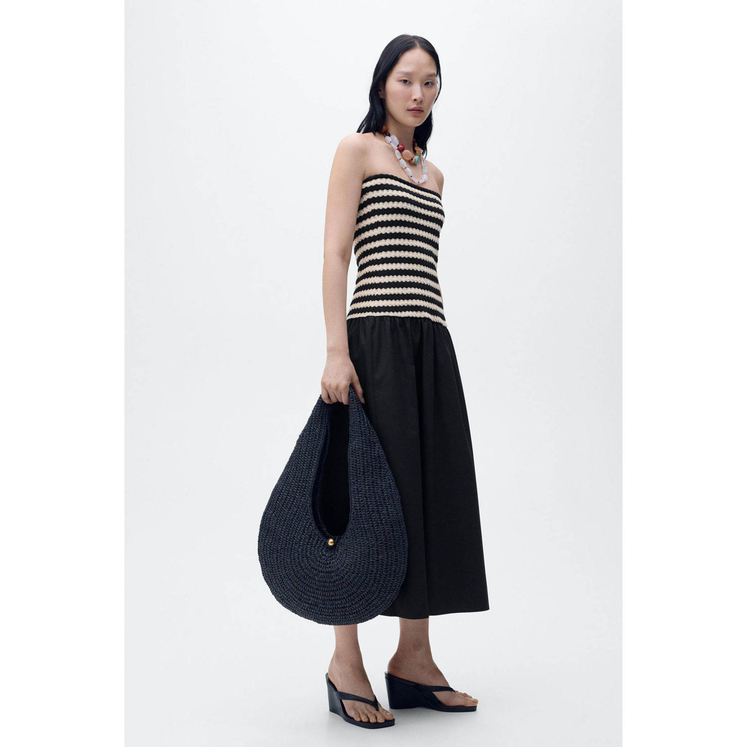 Mango midi jurk gebreid zwart