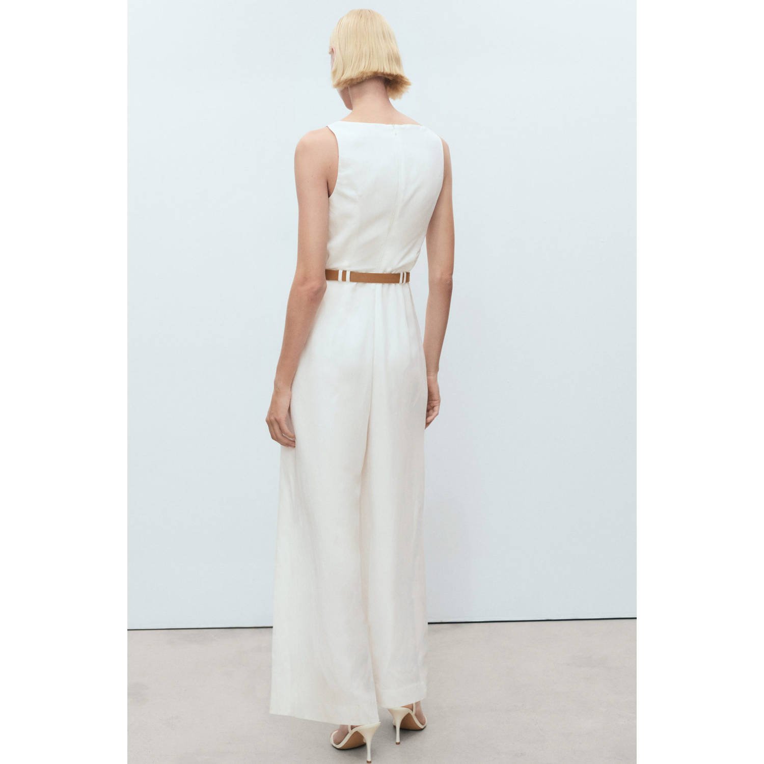 Mango wide leg jumpsuit ecru