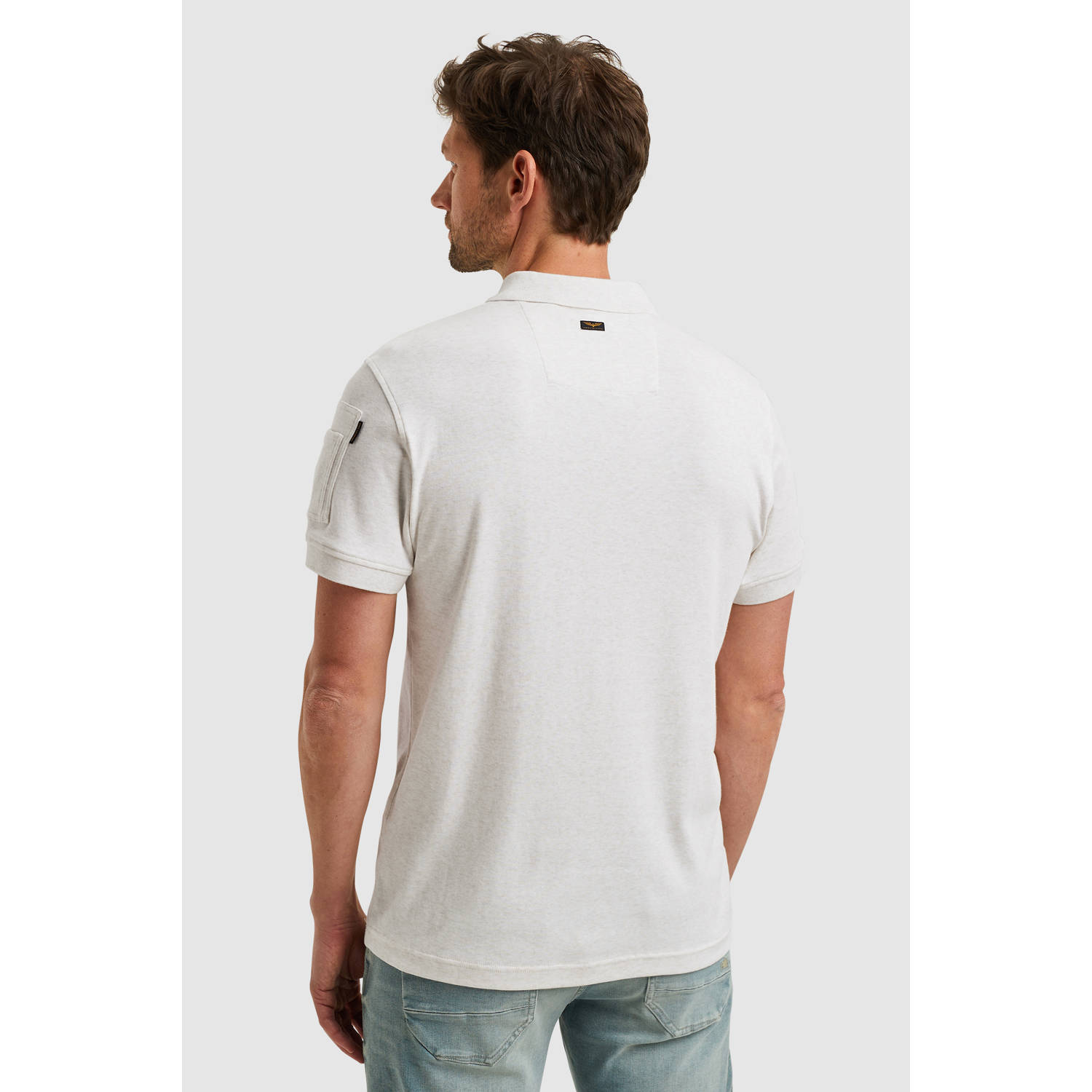 PME Legend regular polo gebreid ecru