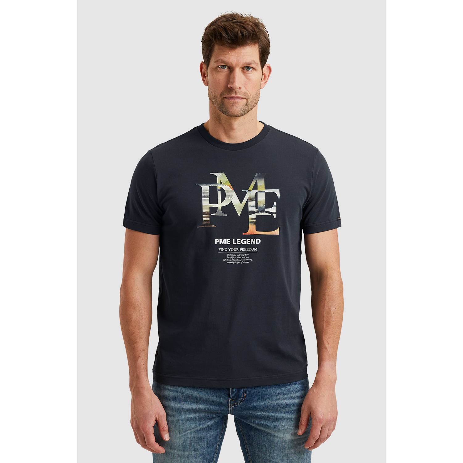 PME Legend regular T-shirt donkerblauw