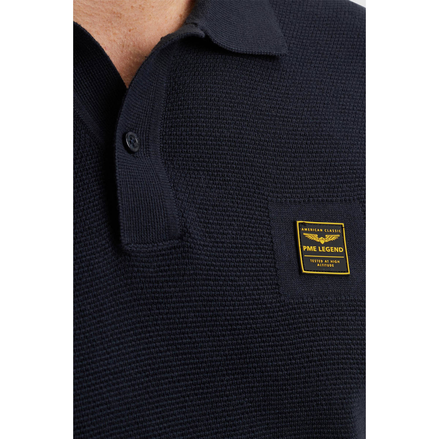 PME Legend regular polo gebreid donkerblauw