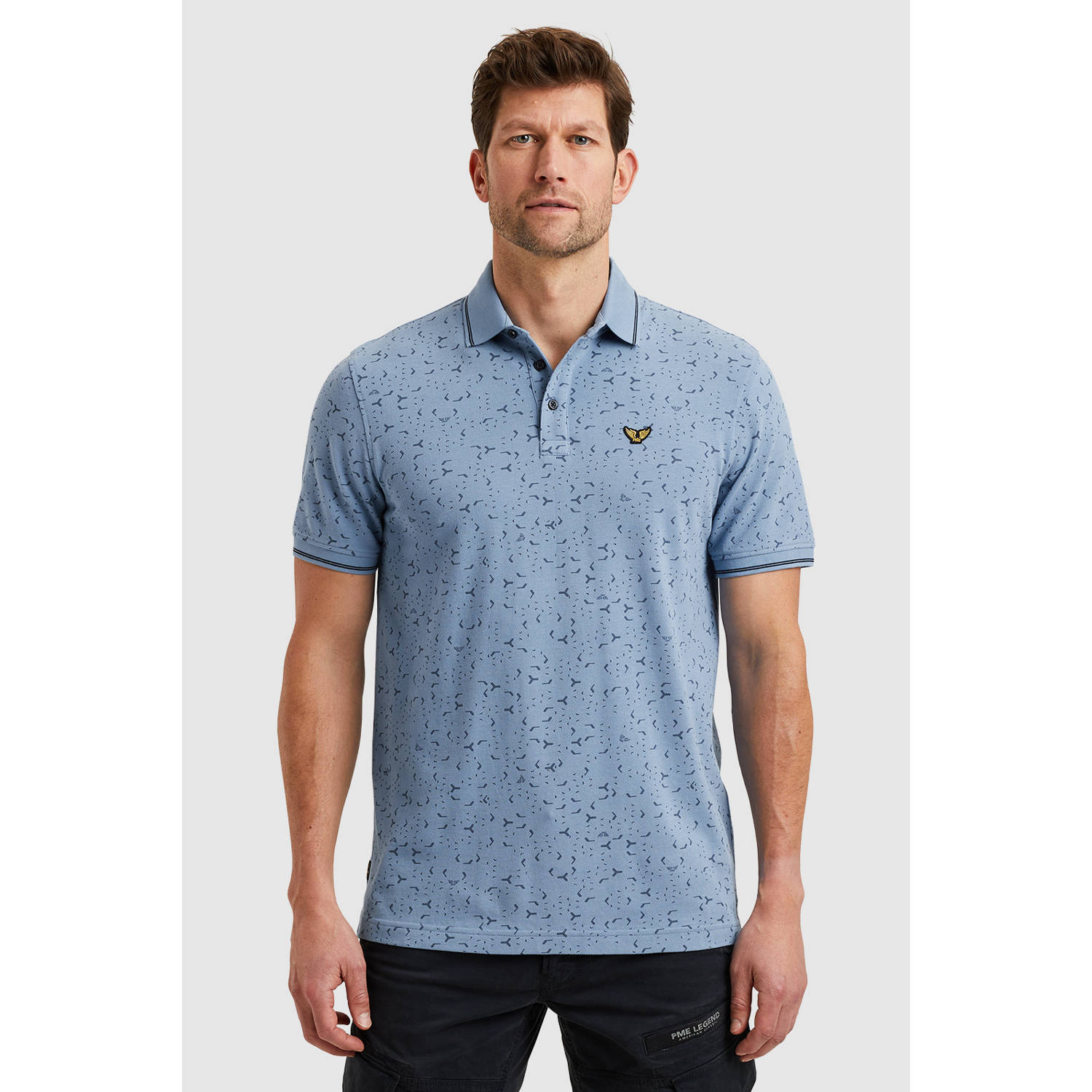 PME Legend Korte Mouw Polo Fijne Piqué Blue Heren