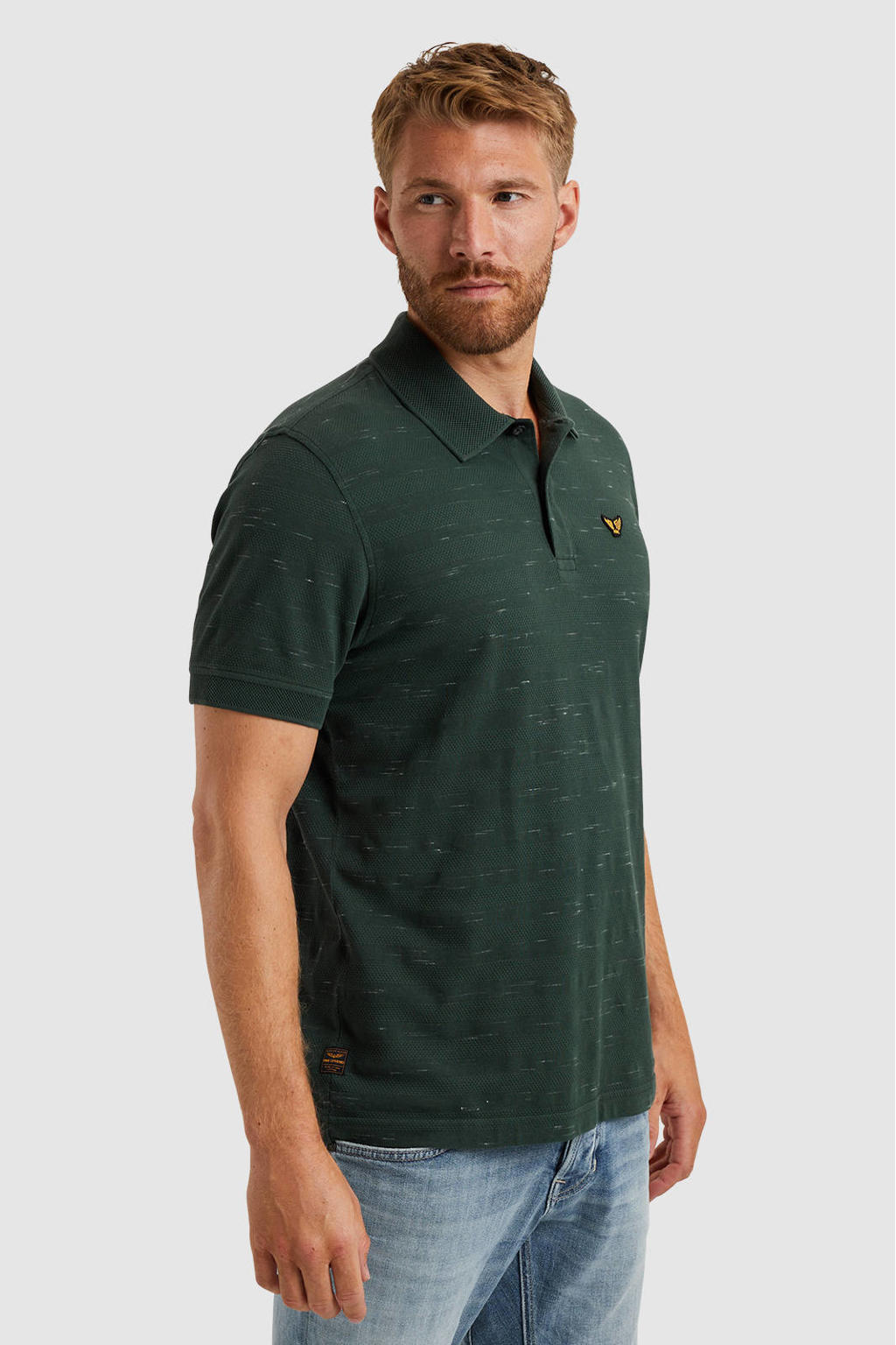 PME Legend regular polo gebreid donkergroen