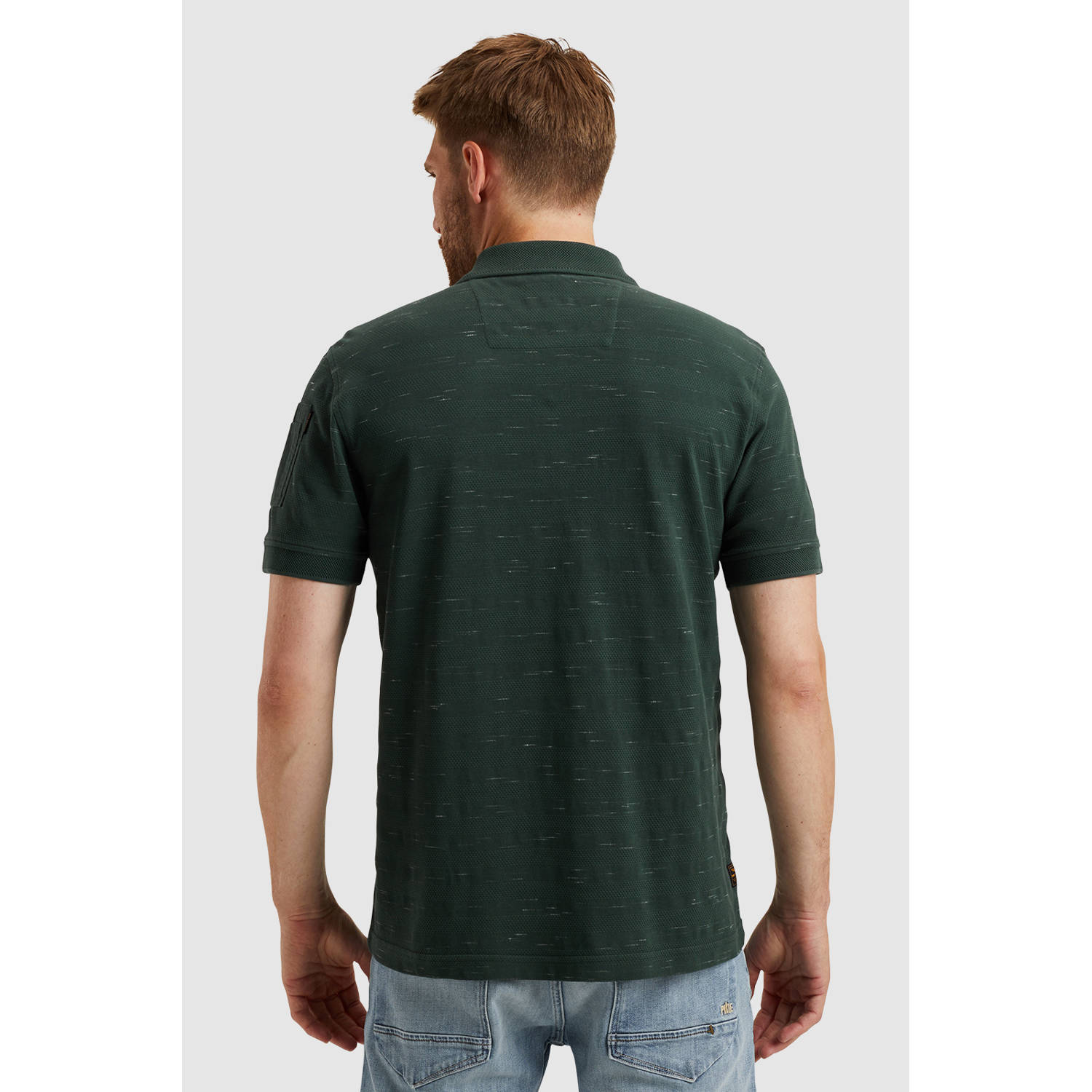 PME Legend regular polo gebreid donkergroen