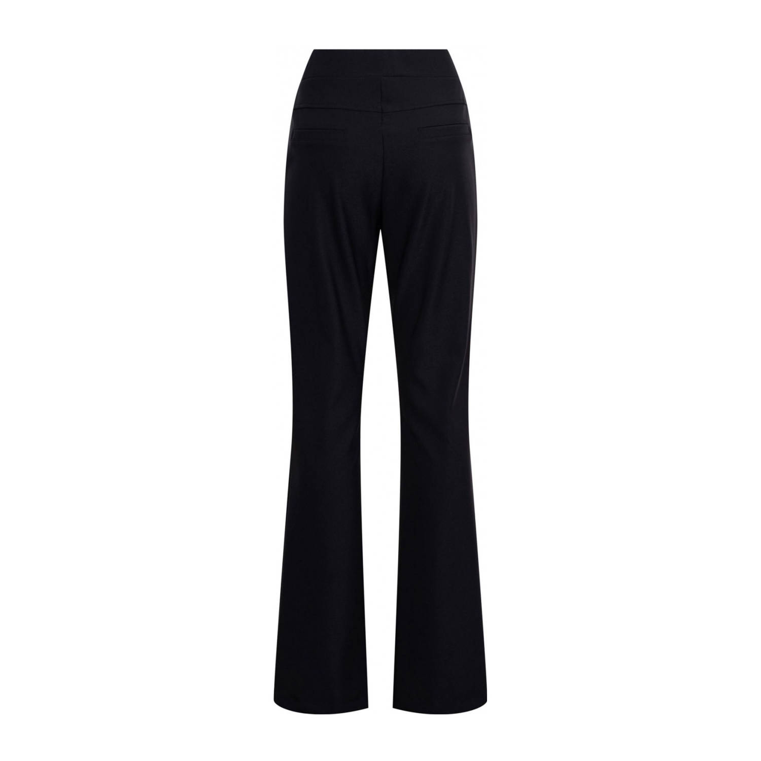 &Co Woman travelstof straight regular waist pantalon zwart