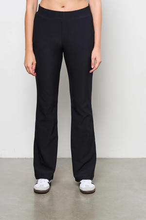 travelstof straight regular waist pantalon zwart