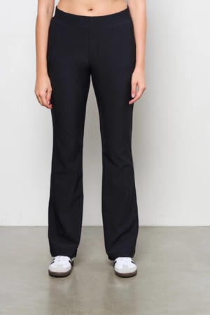 travelstof straight regular waist pantalon zwart