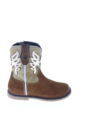 suède cowboylaarzen met ponyhair cognac/beige